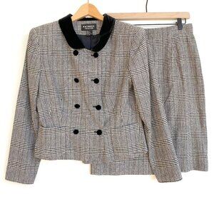 Vintage Patrick Collection Wool Silk Houndstooth Two-Piece Skirt Suit Size 10